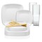 Smarty Had A Party Solid White Flat Rounded Square Disposable Plastic Wedding Value Set, 360PK 4830WH-VS60 - alternate 1